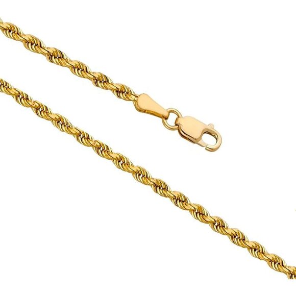 14k Real Yellow Gold Solid Rope Chain Necklace with Lobster Claw Clasp Ideal GI